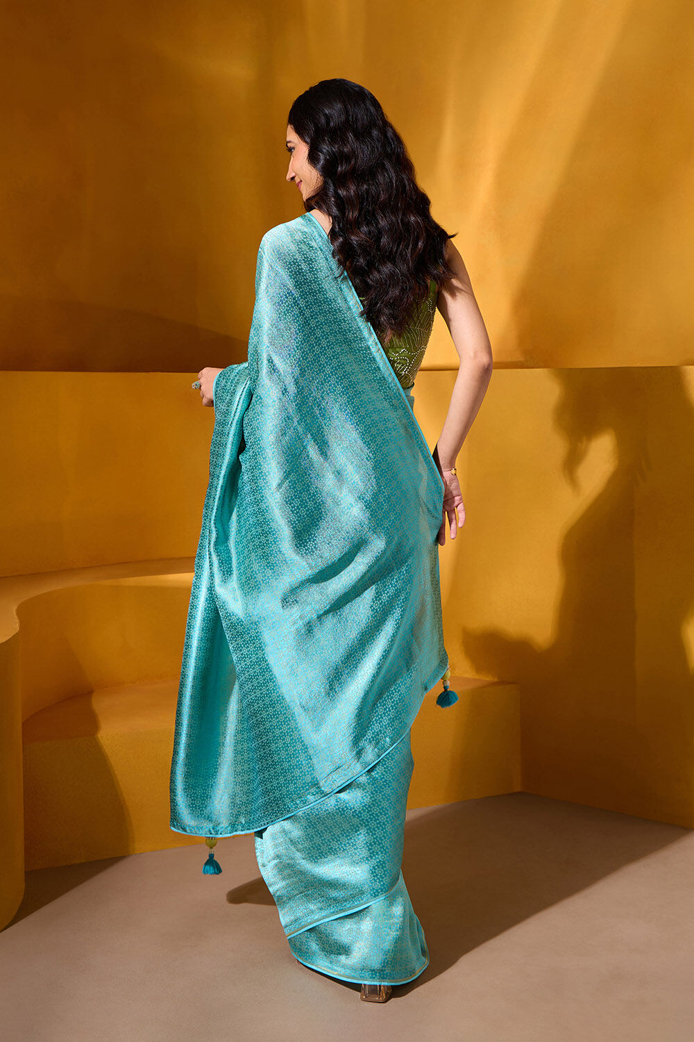 Blue Woven Viscose Saree image number null