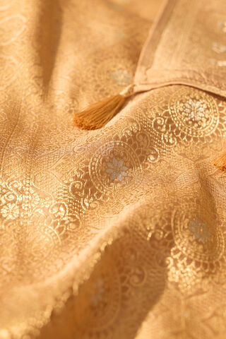 Beige Viscose Satin Woven Saree thumbnail image number null