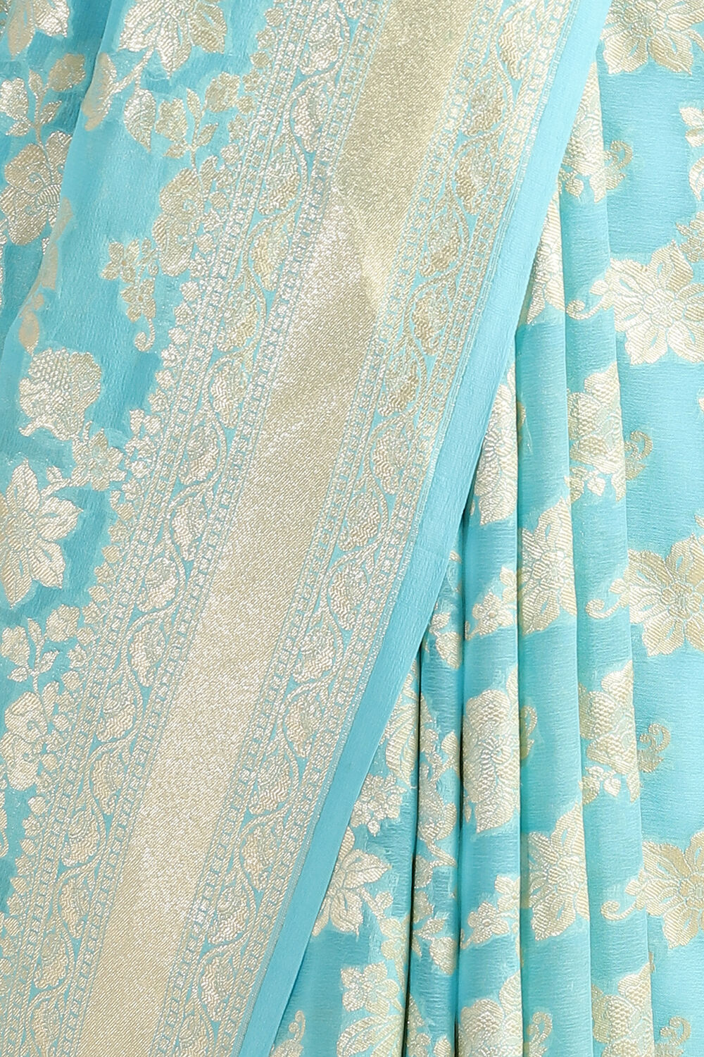 Light Blue Handwoven Banarasi Pure Georgette Saree image number null