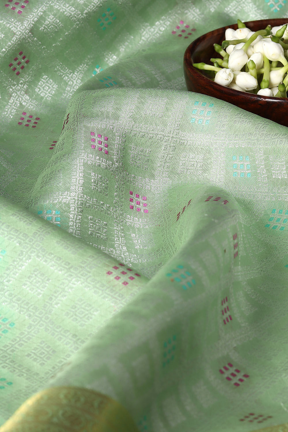 Light Green Pure Silk Kanjivaram Saree image number null