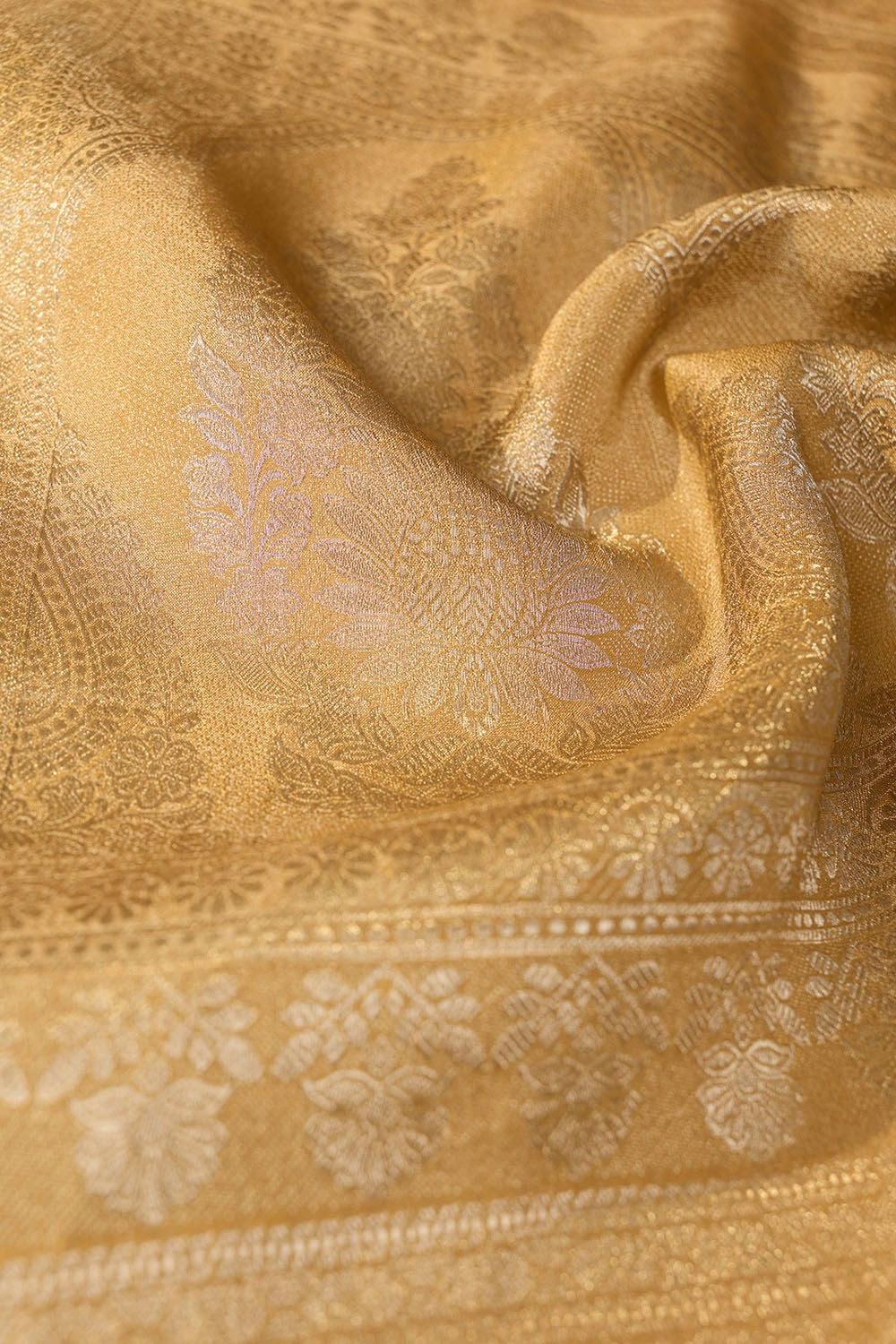 Yellow Printed Viscose Tissue Saree image number null