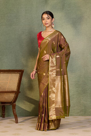 Green Silk Viscose Kadwa Banarasi Saree thumbnail image number null