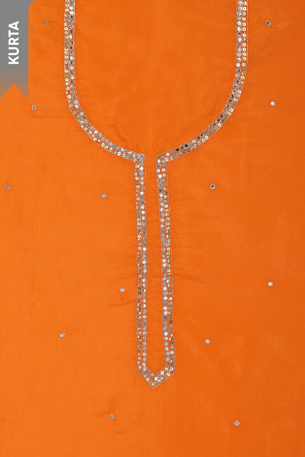 Orange Viscose Embroidery Unstitched Suit Set image number null