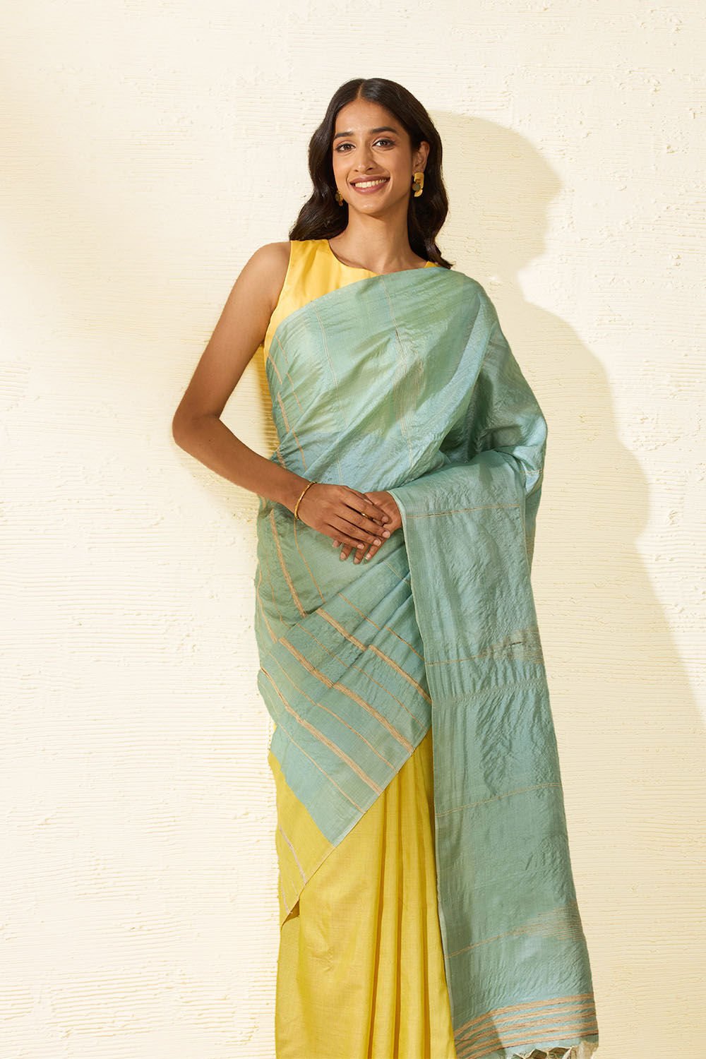Yellow Chattisgarh Woven Pure Tussar Silk Saree image number null