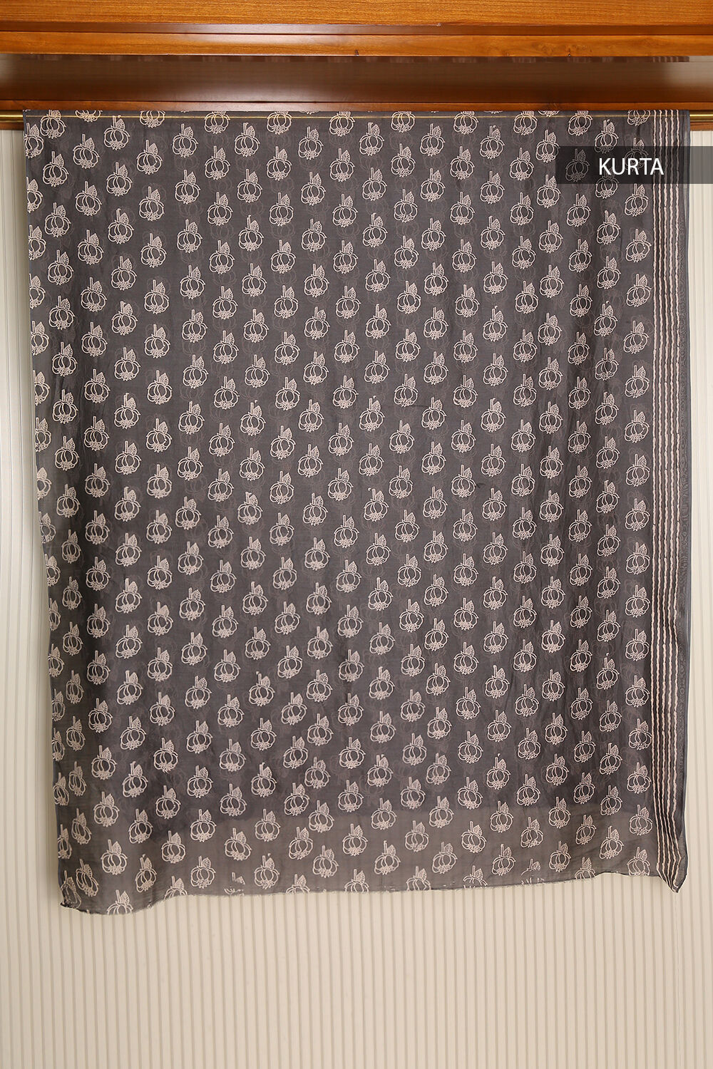 Dark Grey Pure Silk Cotton Suit Set image number null