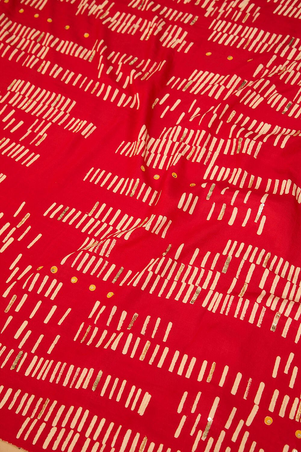 Red Pure Silk Hand Painted Saree image number null