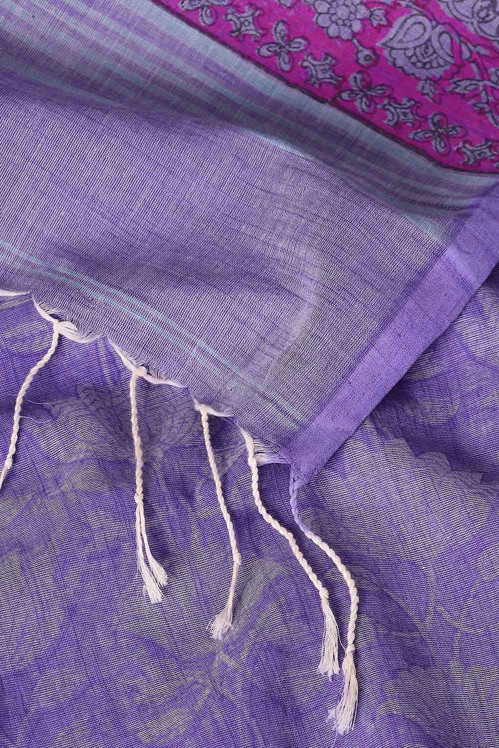 Violet Pure Cotton Printed Saree image number null
