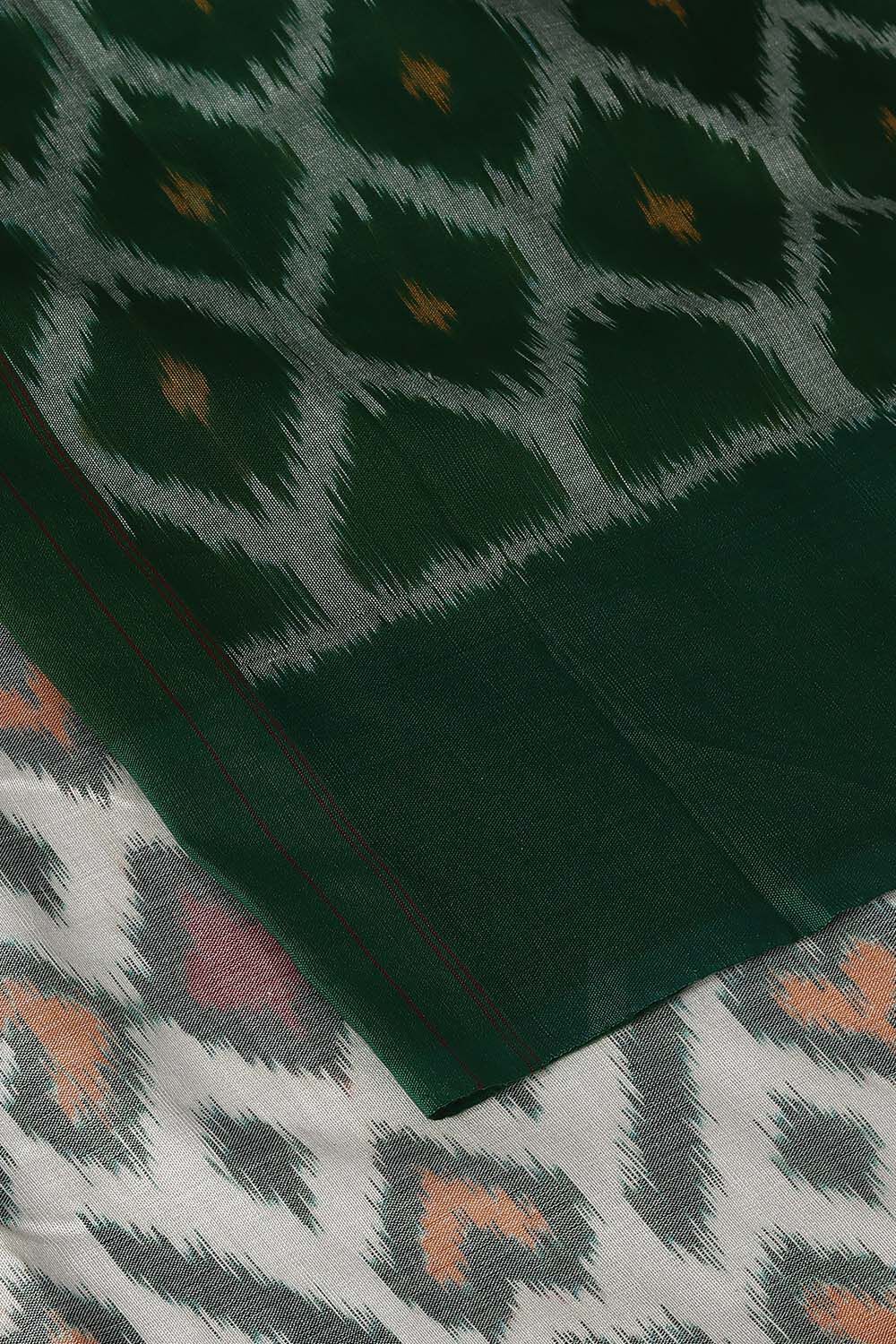Off White Cotton Pochampalli Ikat Saree image number null