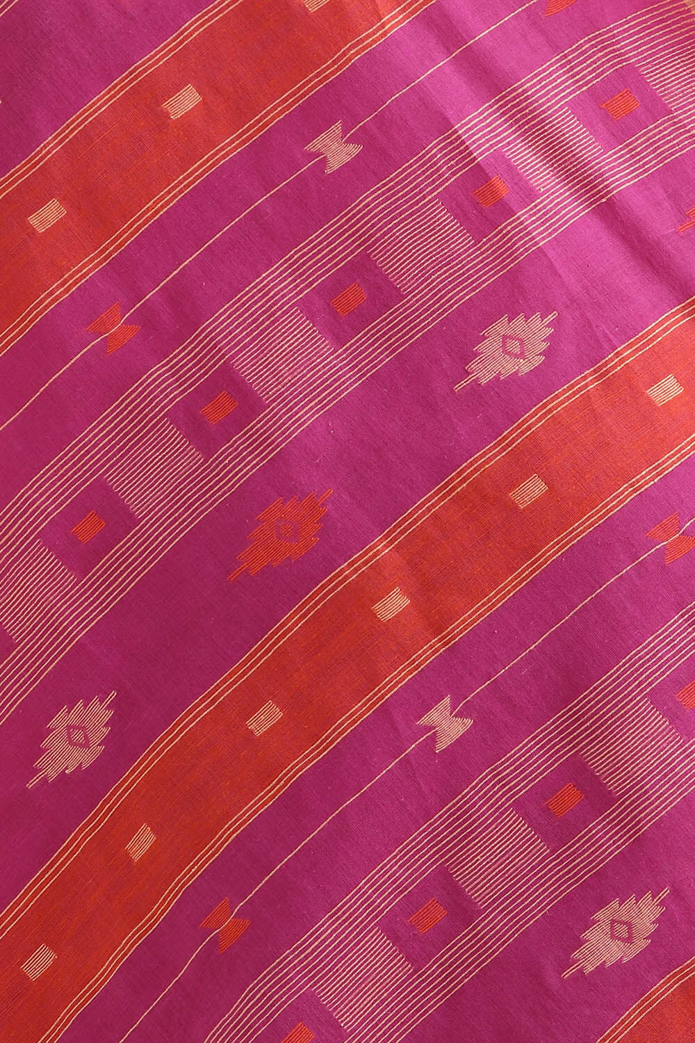 Pink Pure Cotton Jamdani Saree image number null