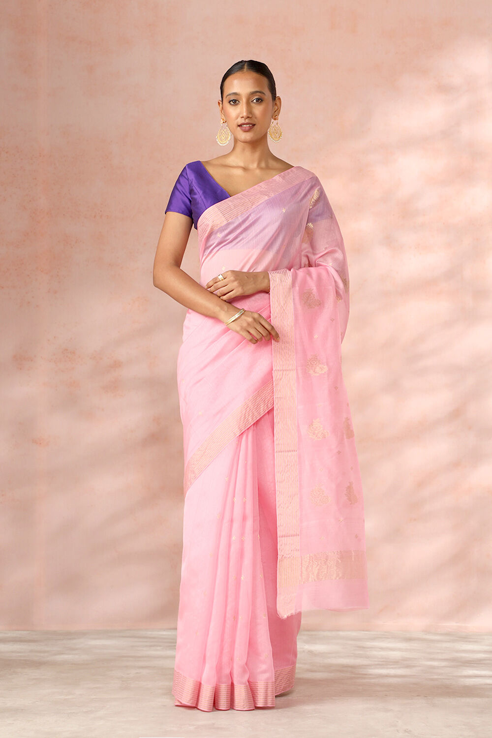 Pink Chanderi Pure Silk Cotton Woven Saree image number null