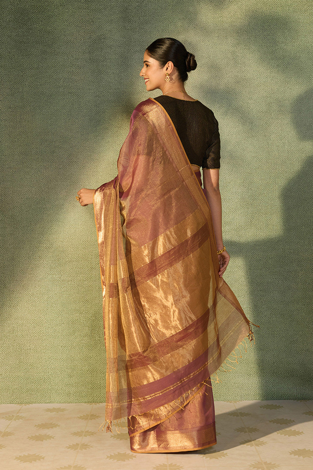 Purple Woven Pure Tissue Cotton Maheshwari Saree image number null