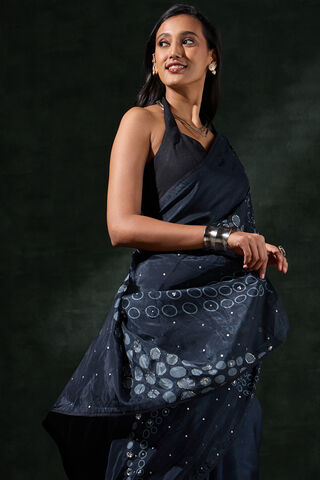 Black Viscose Embroidered Saree thumbnail image number null