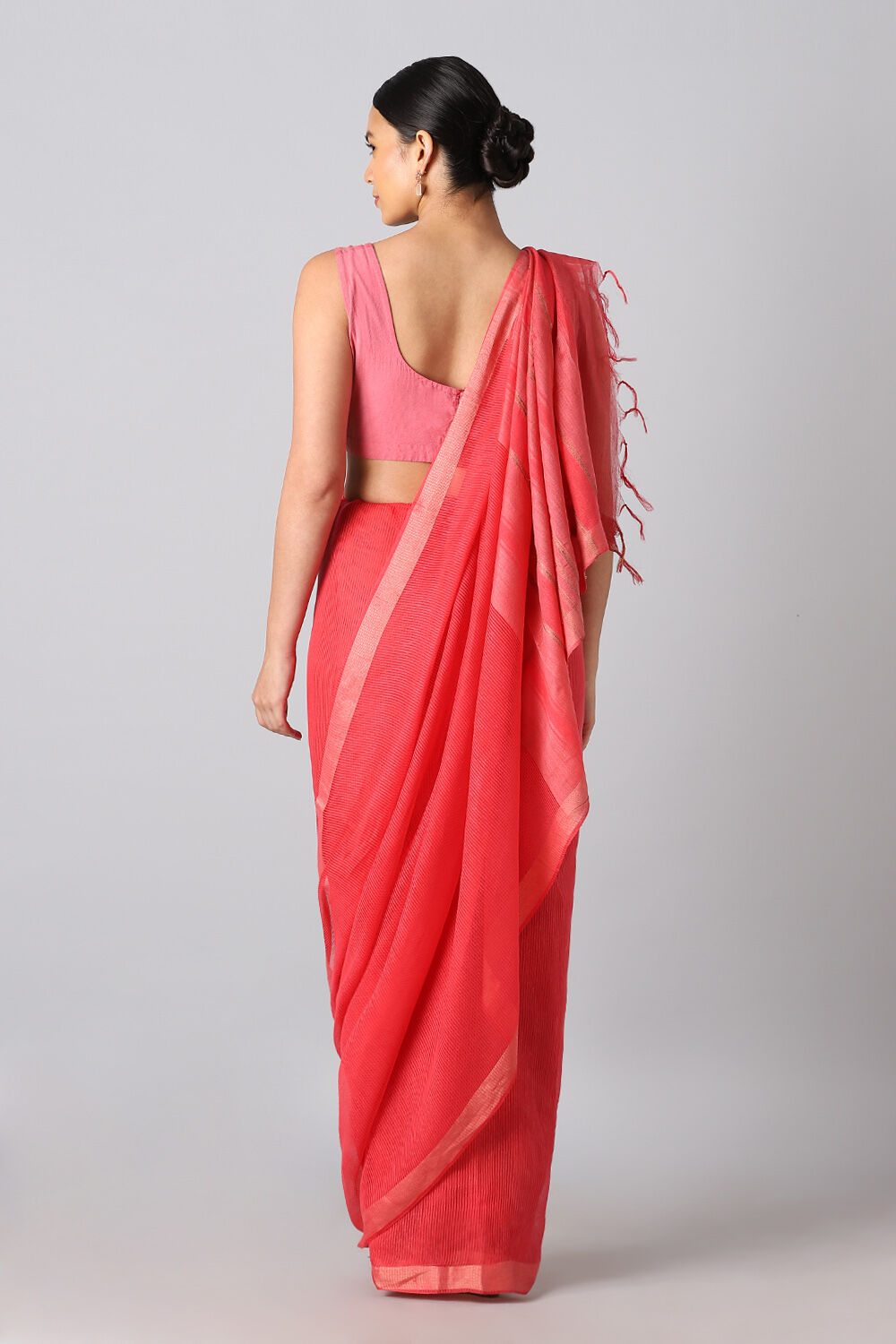 Dark Pink Pure Tussar Silk Bhagalpuri Saree image number null