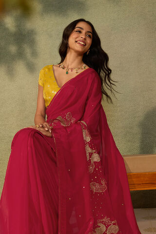 Red Gopalpur Pure Viscose Embroidered Saree image number
