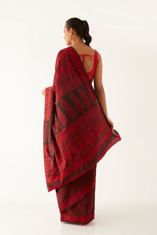 Red Pure Cotton Bagh Printed Saree thumbnail image number null