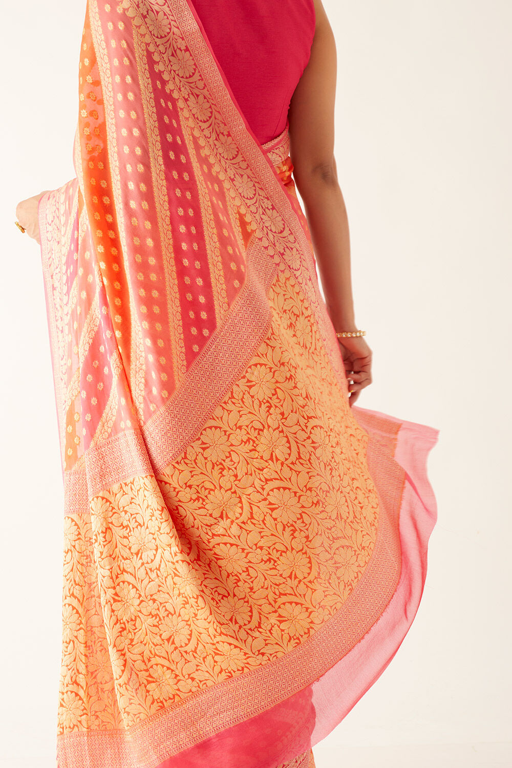Pink Pure Georgette Banarasi Brocade Saree image number null