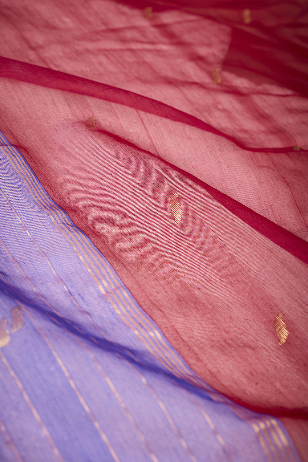 Red Woven Pure Silk Cotton Chanderi Saree image number null