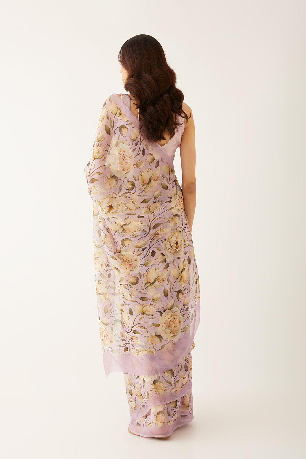 Light Violet Viscose Organza Digital Printed Saree image number null