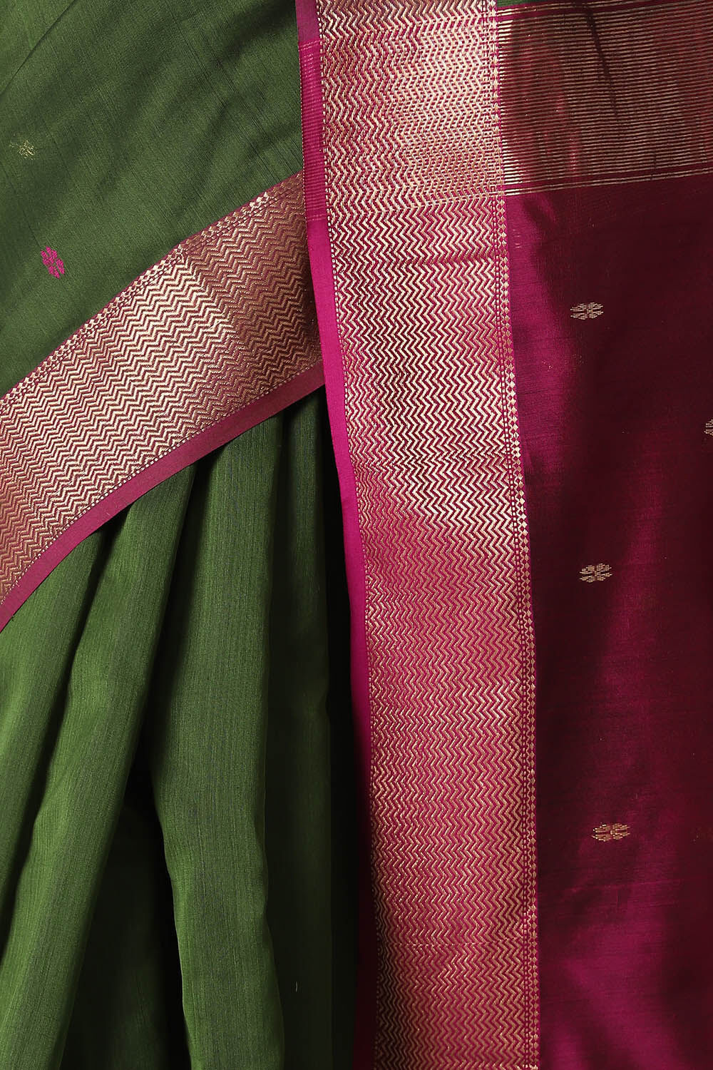 Green Pure Silk Cotton Maheswari Saree image number null