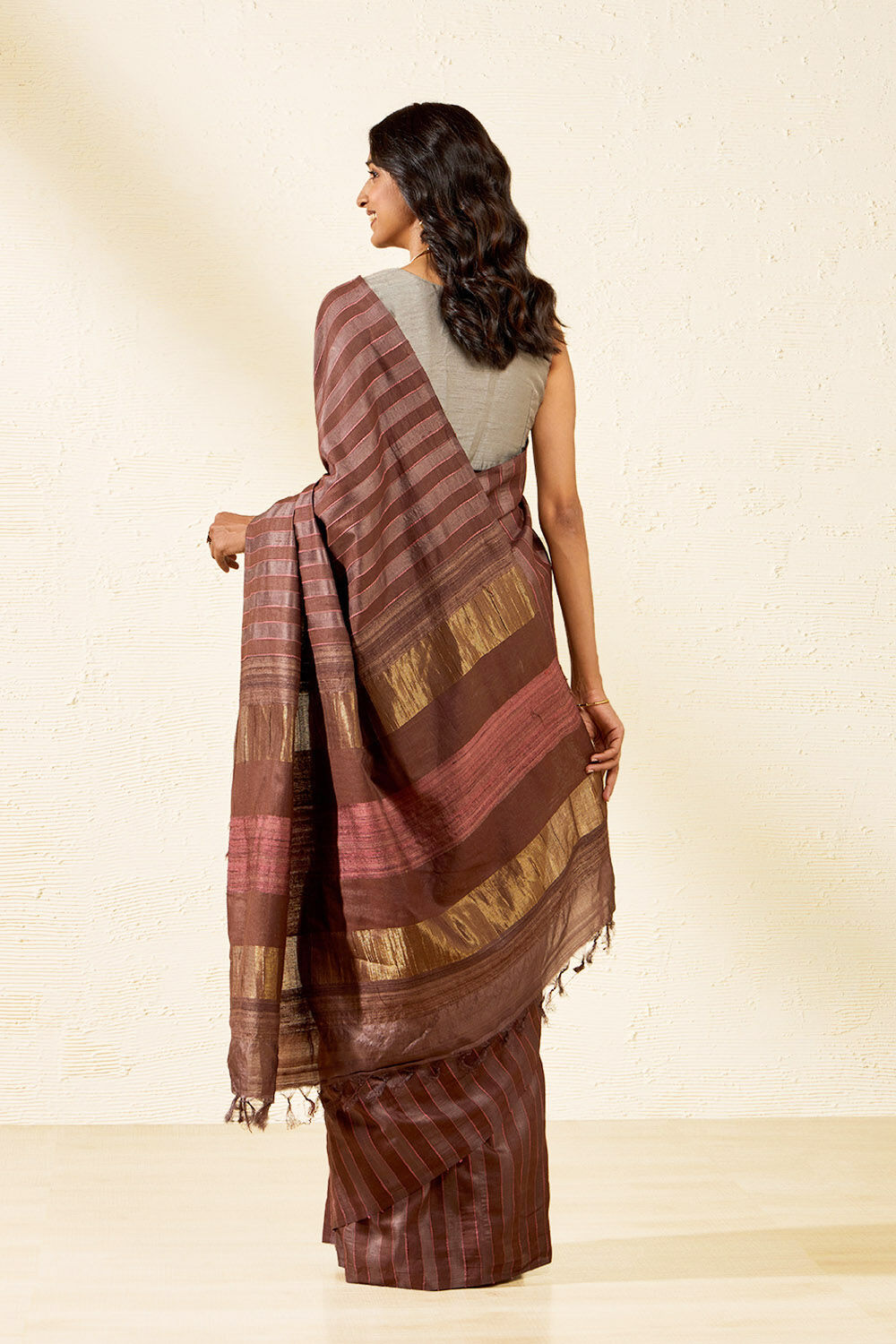Brown Chattisgarh Woven Pure Tussar Silk Saree image number null