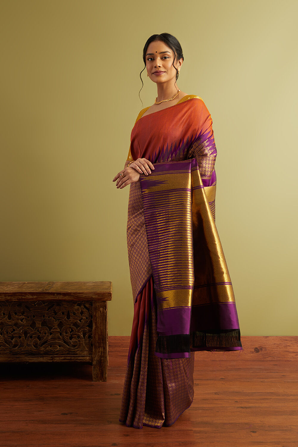 Violet Woven Pure Silk Kanjivaram Saree image number null