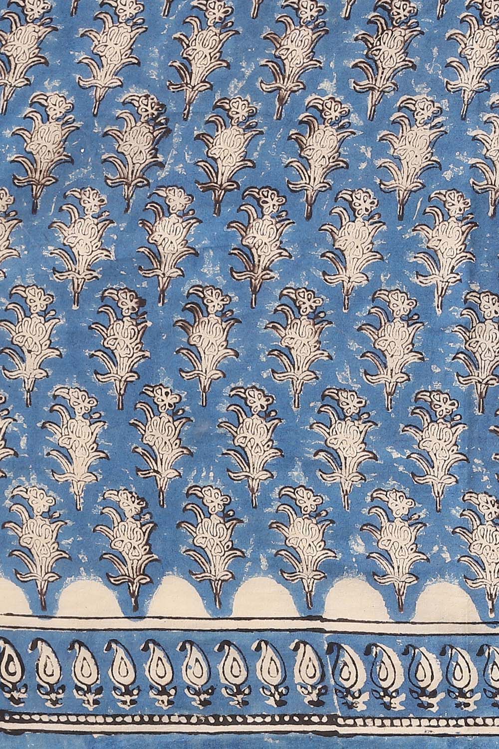 Blue Pure Cotton Bagru Printed Saree image number null