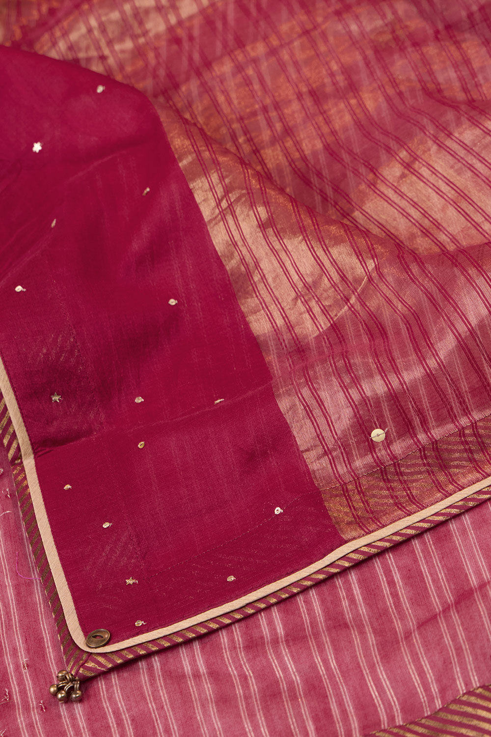 Dark Red Pure Silk Cotton Gota Patti Saree image number null