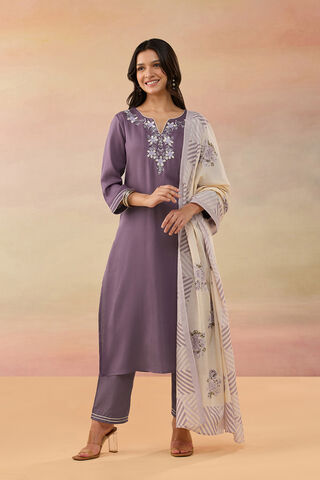 Violet Pure Cotton Embroidered Kurta Set thumbnail image number null