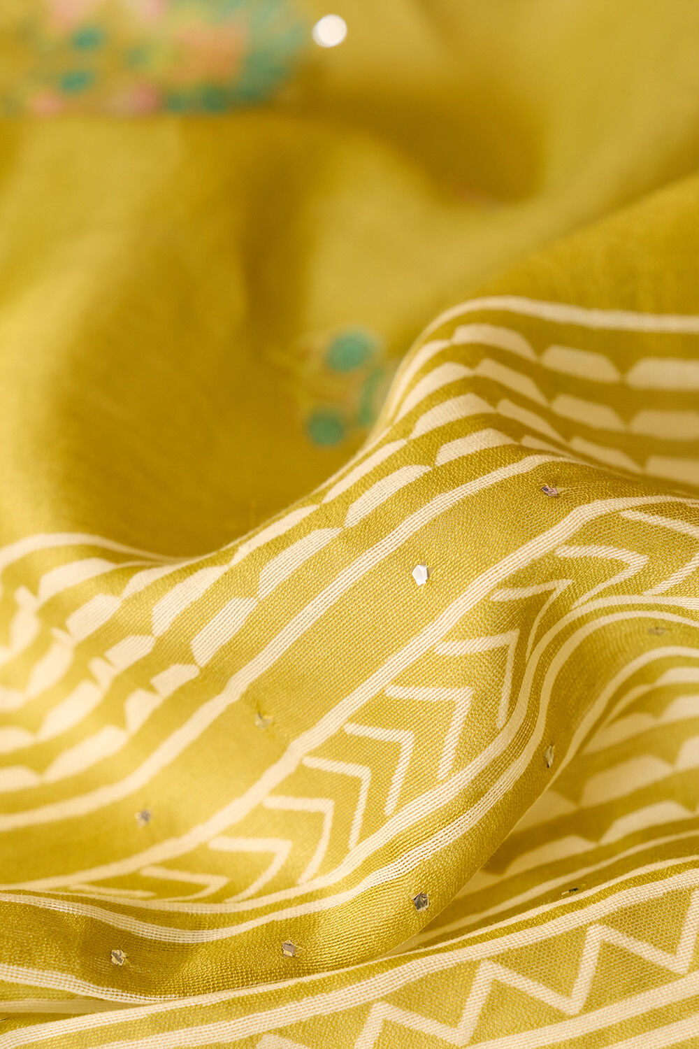 Green Mukaish Pure Silk Cotton Saree image number null