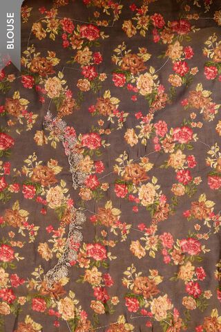 Brown Embroidered Pure Viscose Saree thumbnail image number null