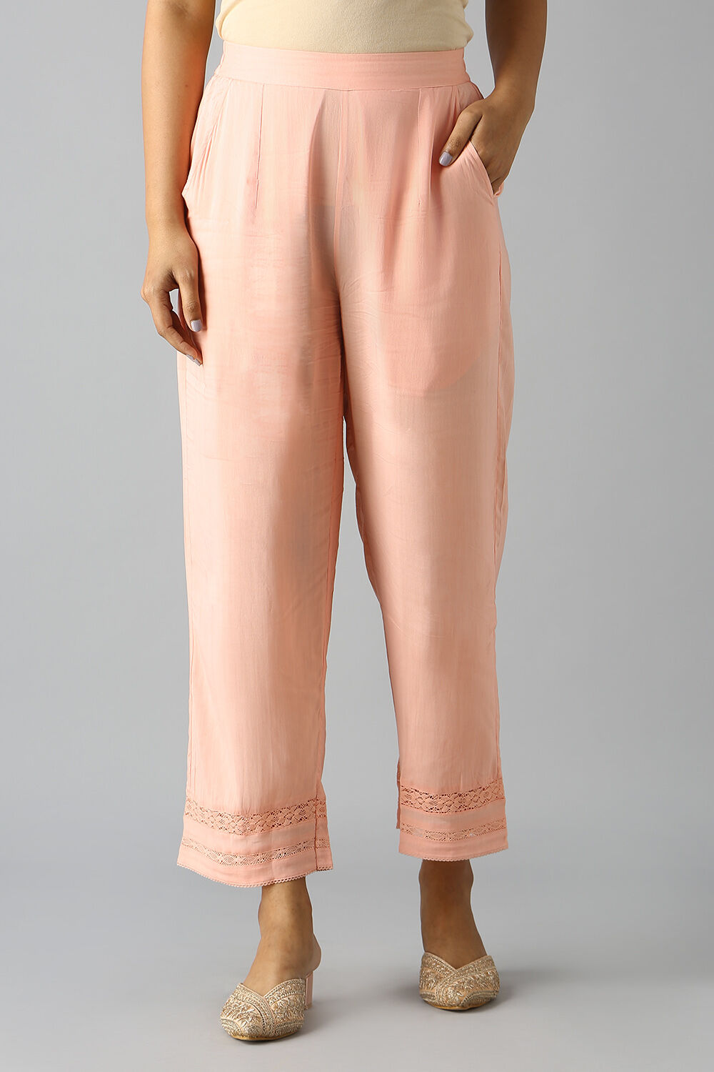 Light Pink Embroidered Viscose Kurta Set image number null