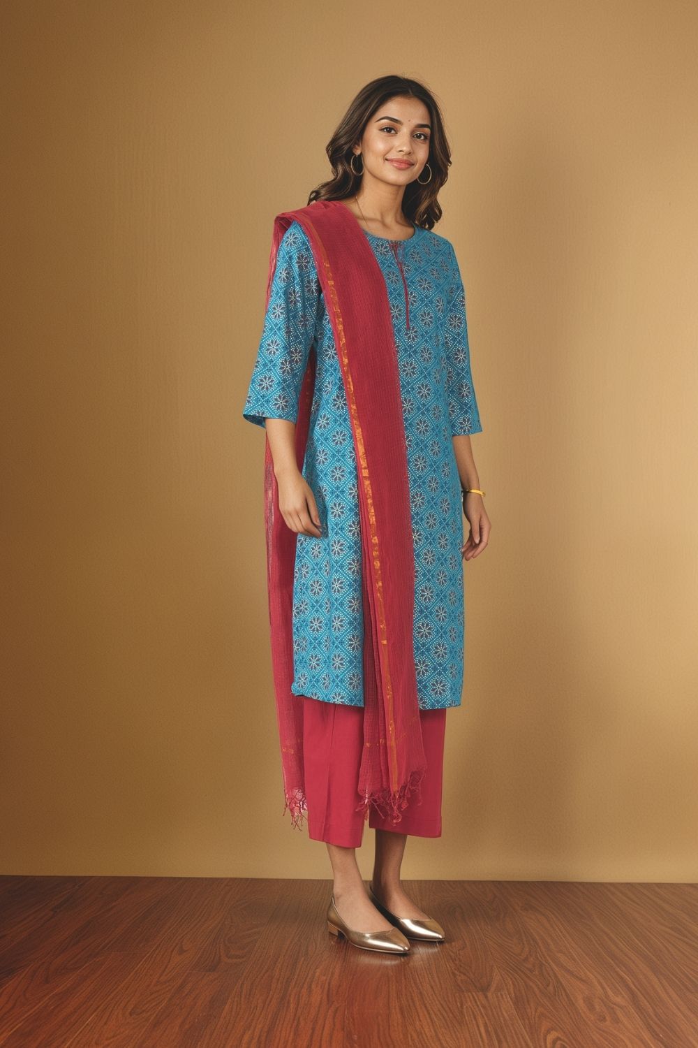 Blue Pure Cotton Screen Printed Kurta Set image number null