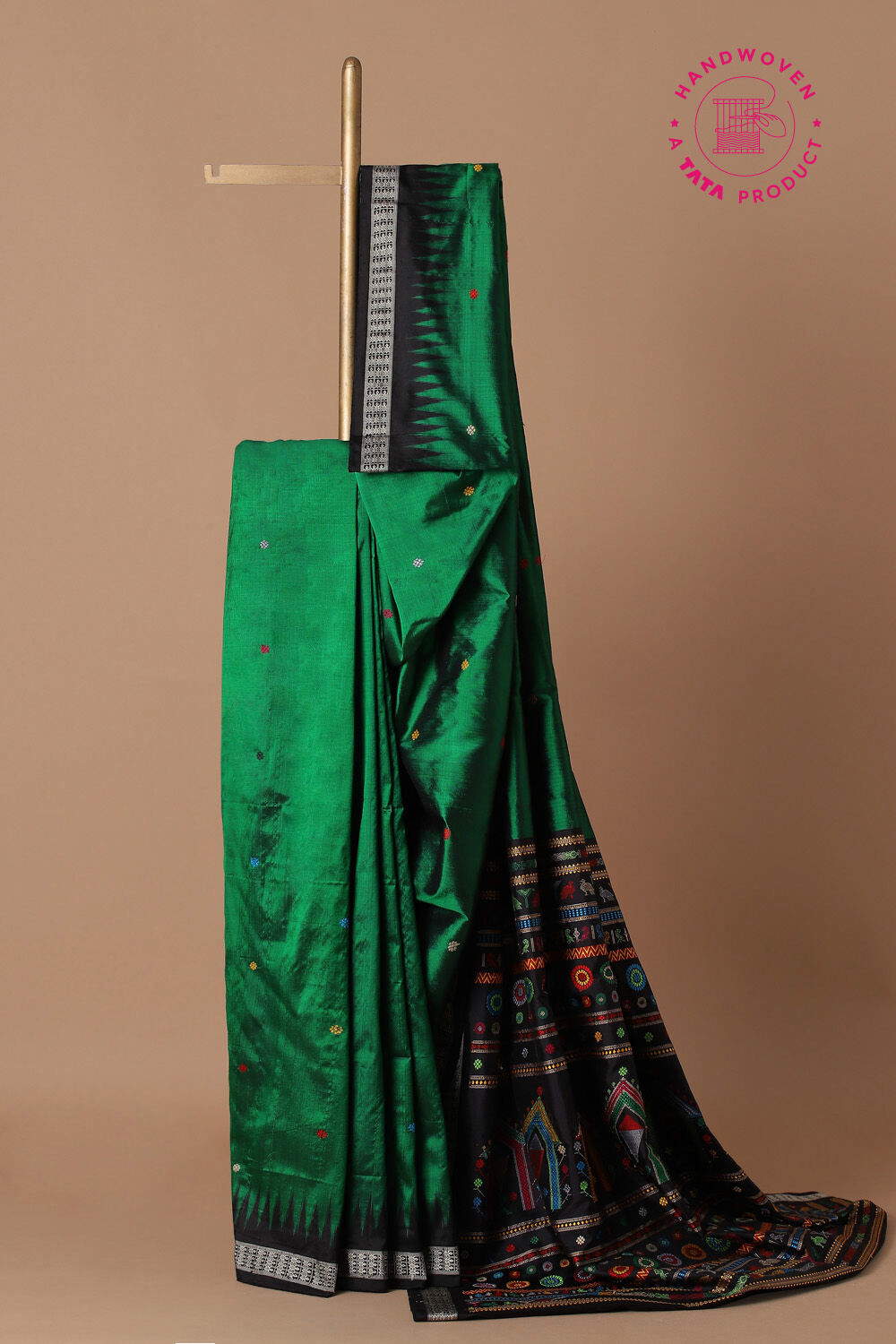 Green Pure Silk Odissa Saree image number null