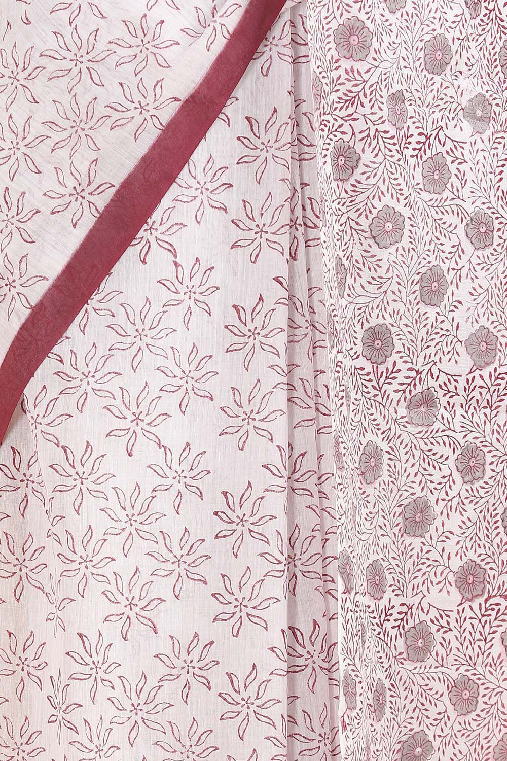 White Cotton Pure Mulmul Printed Saree image number null