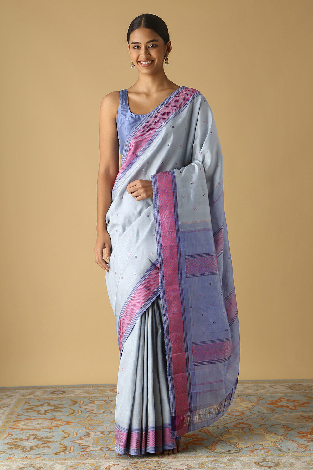 Grey Pure Silk Kanjivaram Saree image number null