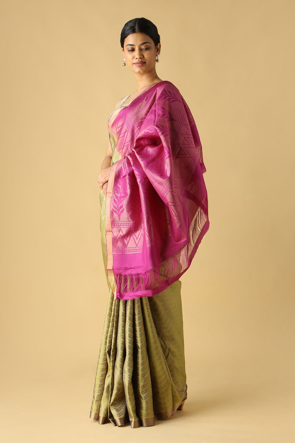 Light Green Pure Silk South Saree image number null