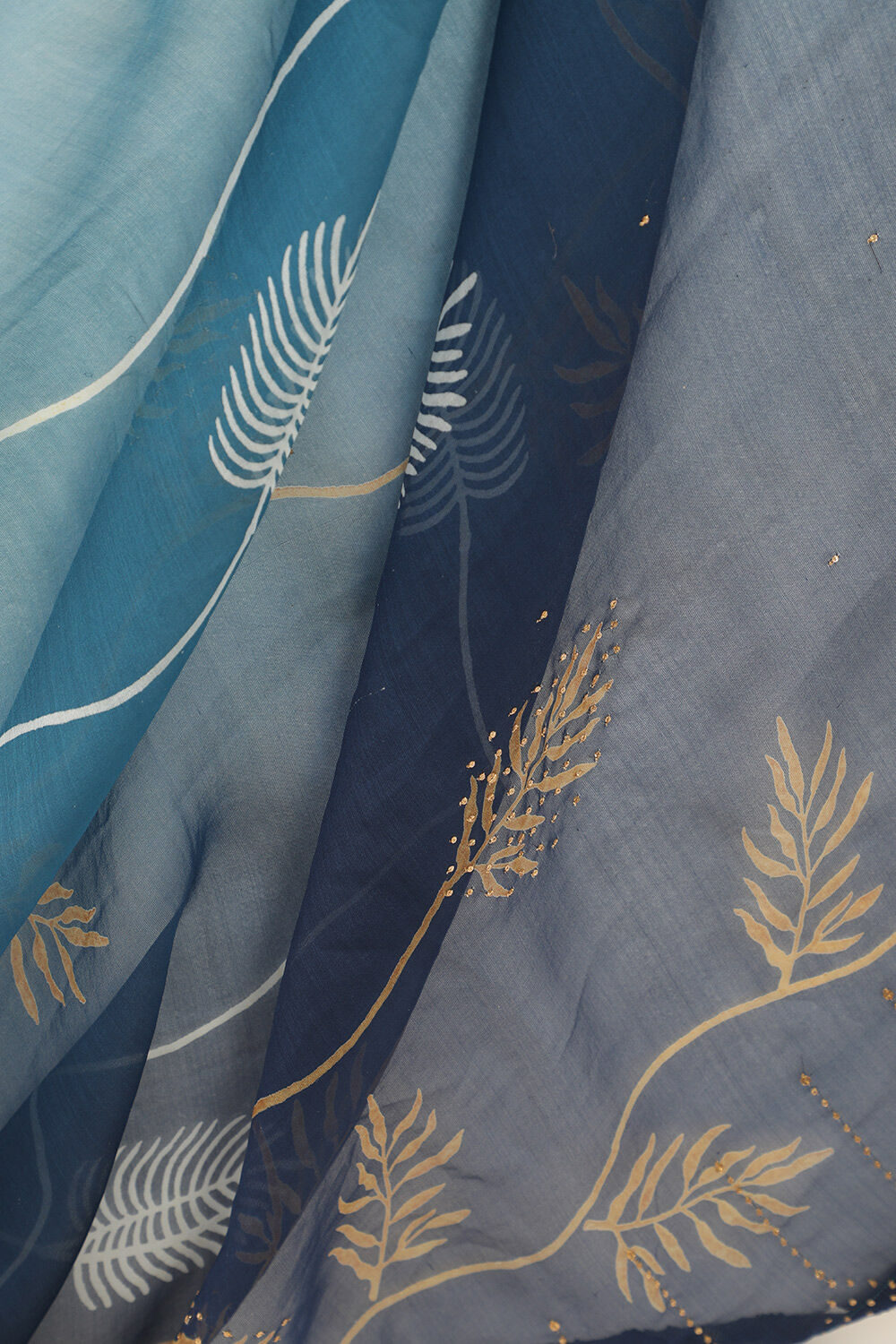 Blue Pure Silk Organza Hand Painted Saree image number null