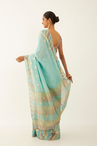 Blue Pure Georgette Tissue Woven Saree thumbnail image number null