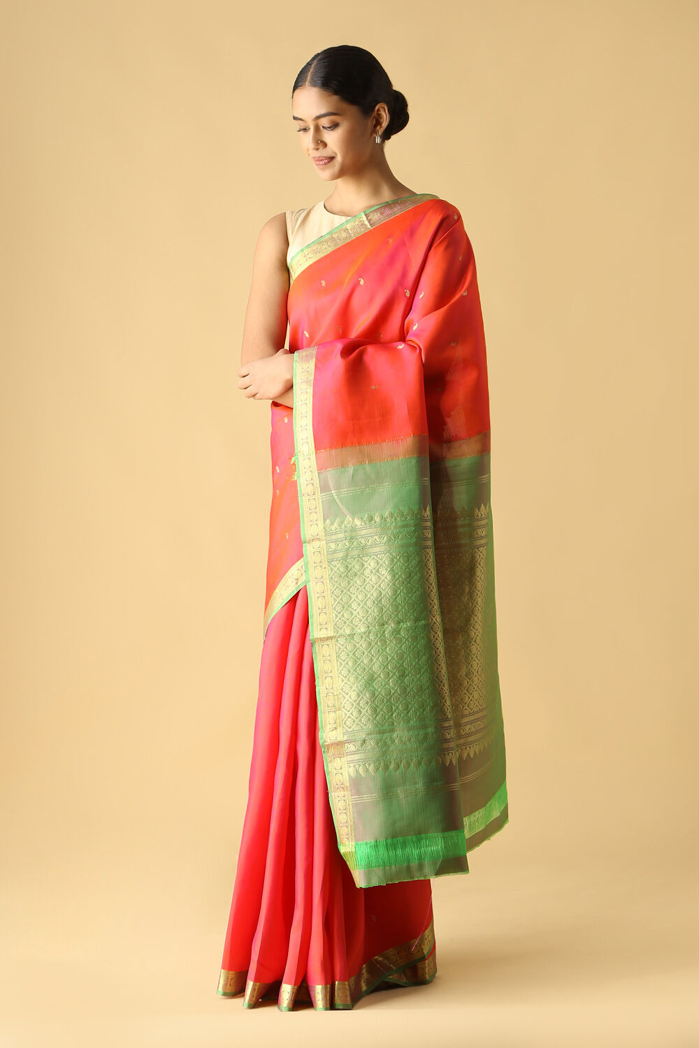 Pink Pure Silk Kanjivaram Saree image number null