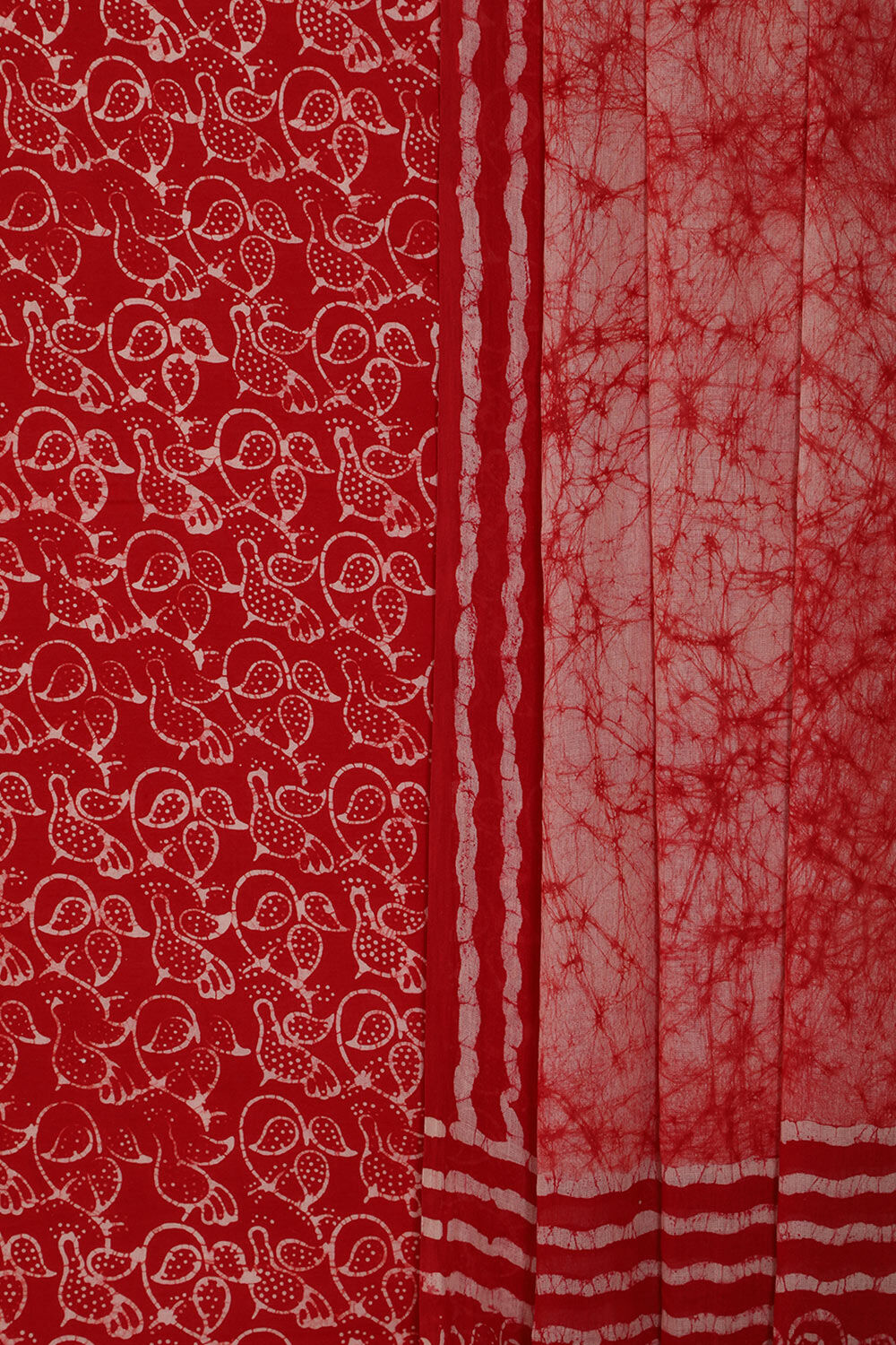 Dark Red Pure Cotton Batik Unstitched Suit Set image number null