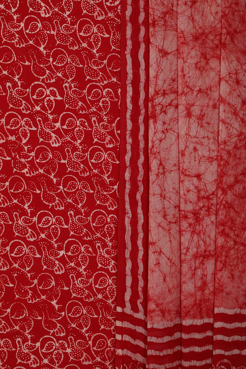 Dark Red Pure Cotton Batik Unstitched Suit Set image number null