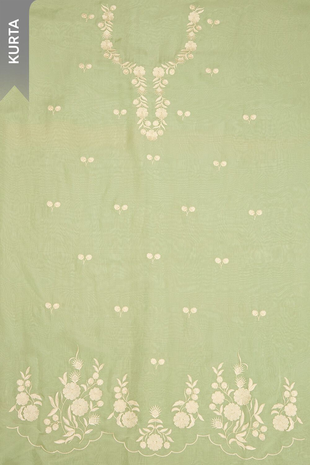 Light Green Viscose Embroidered Unstitched Suit Set image number null