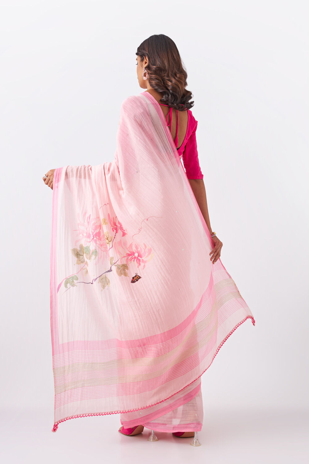 Pink Pure Silk Cotton Digital Printed Saree image number null