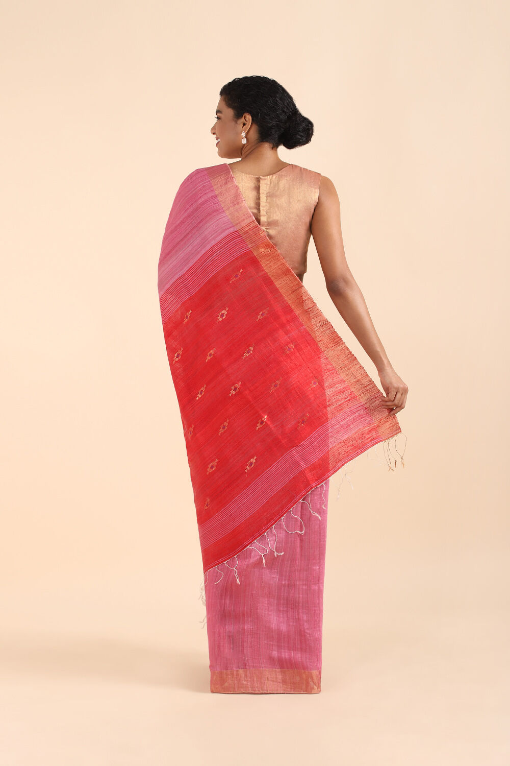 Pink Pure Silk Vanya Bengal Saree image number null