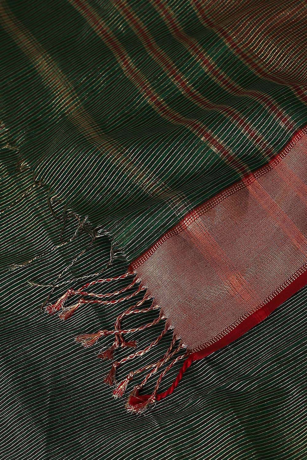 Dark Green Pure Cotton Tissue Maheswari Saree image number null