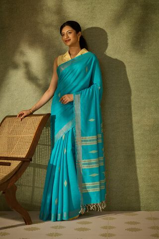 Blue Bhagalpur Woven Silk Viscose Saree image number