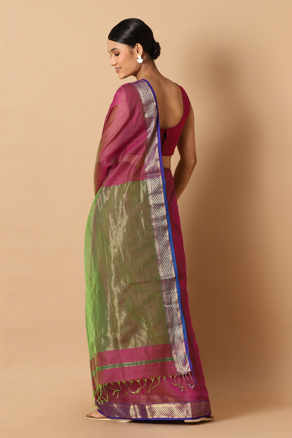 Pink Pure Silk Cotton Maheswari Saree image number null
