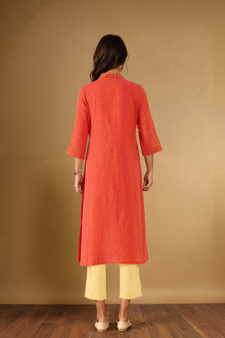 Orange Chikankari Pure Cotton Kurta thumbnail image number null