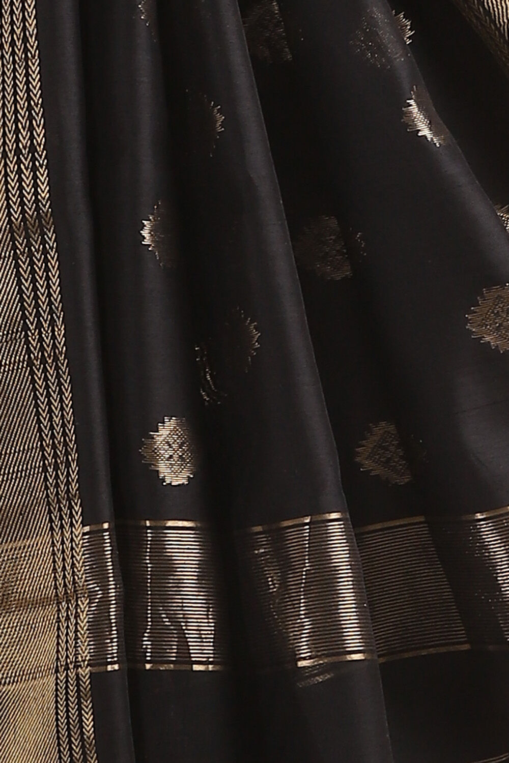 Black Pure Silk Cotton Maheswari Saree image number null