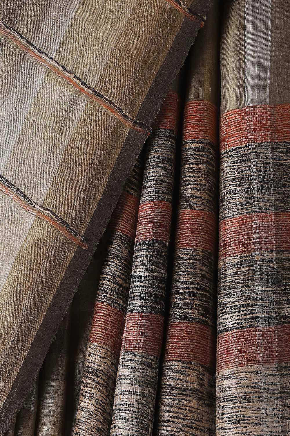 Brown Pure Tussar Silk Woven Saree image number null